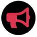 Red loud speaker icon